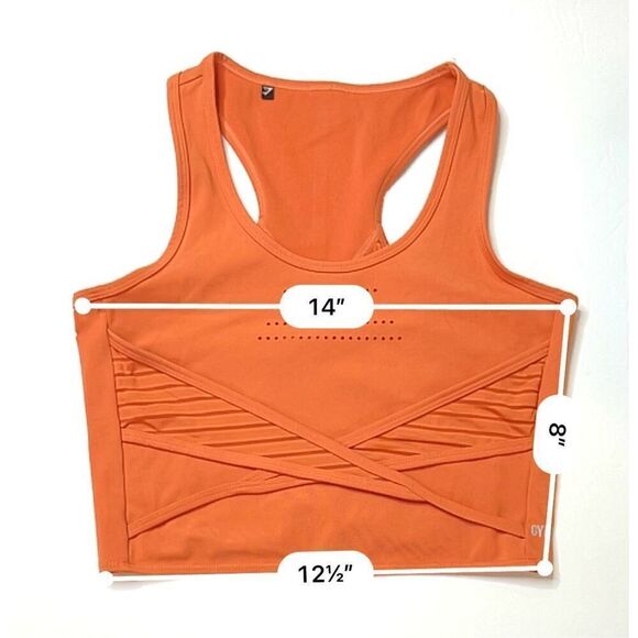 GymShark‎ Athletic Orange Sleeveless Moisture Wicking Top Cropped Top sz S/M - Picture 4 of 6